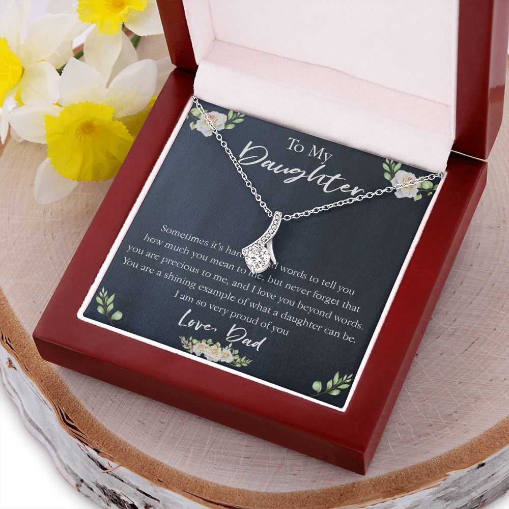 18B Necklace To My Daughter, Floral Necklace Gift for Daughter/Her, Gift From Dad