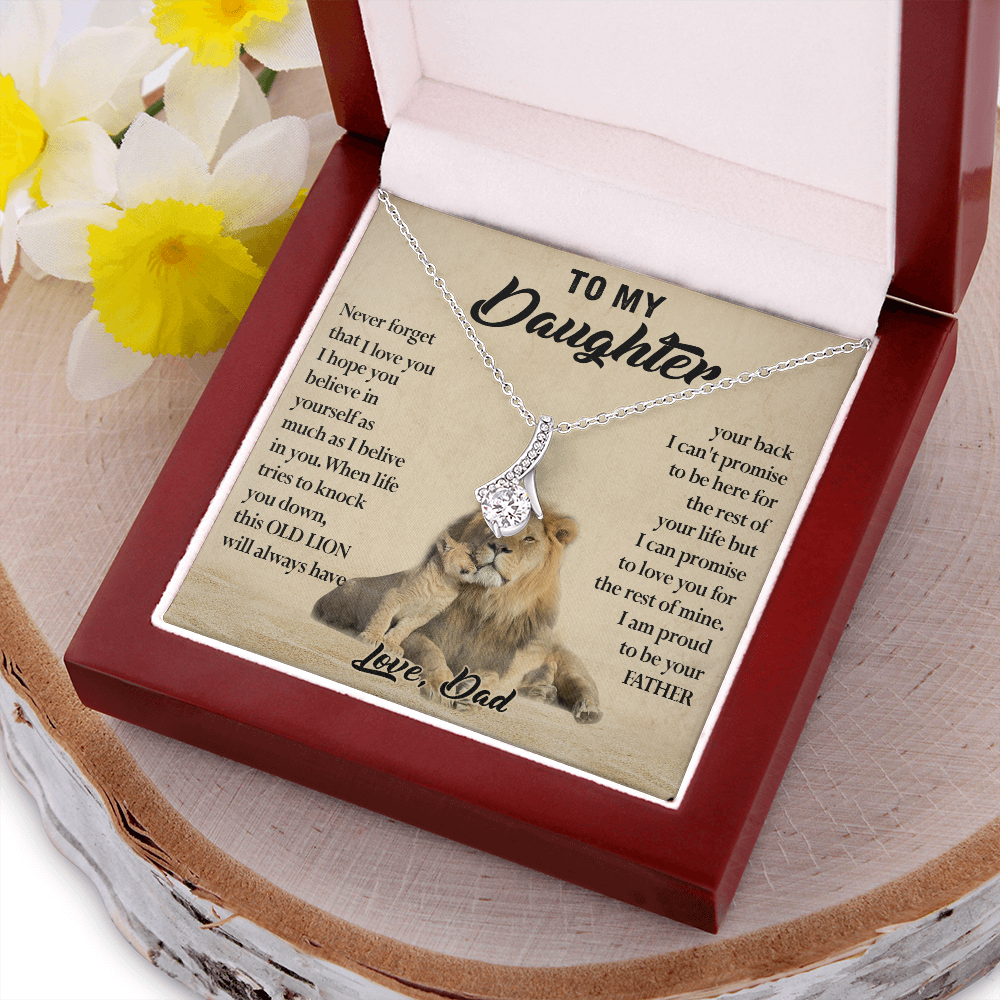 124B Necklace To My Daughter, Lion Daughter Birthday Gift from Lion Dad Necklace