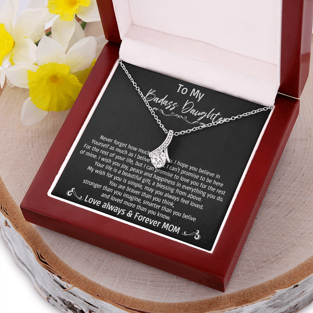 36B To My Badass Daughter Necklace, Love Always & Forever Mom, Gift From Mom
