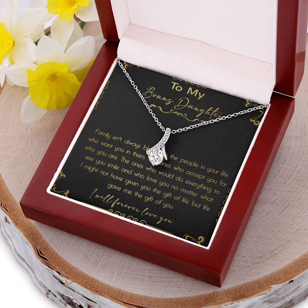 44B To My Bonus Daughter Necklace, Daughter Necklace, Gift Birthday, I Love You