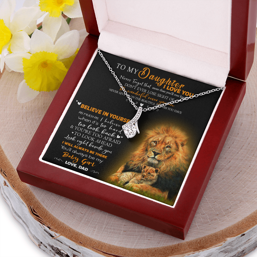 8B To My Daughter Necklace, Gift for Her/Women, Love You Daughter Lion Dad Necklace