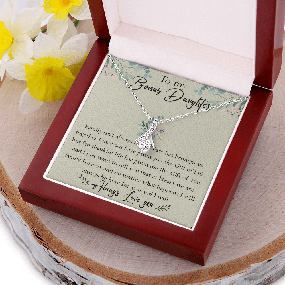39B To My Bonus Daughter Necklace Family Isn't Always Blood Gift for Bonus Daughter
