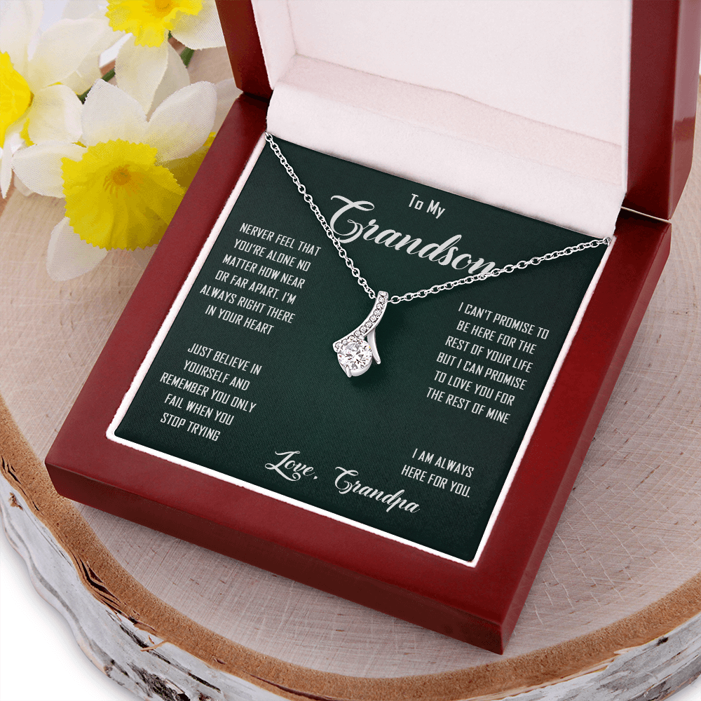 N368B To My Grandon Love Gift Sentimental Christian Cross Necklace Anniversary Gift