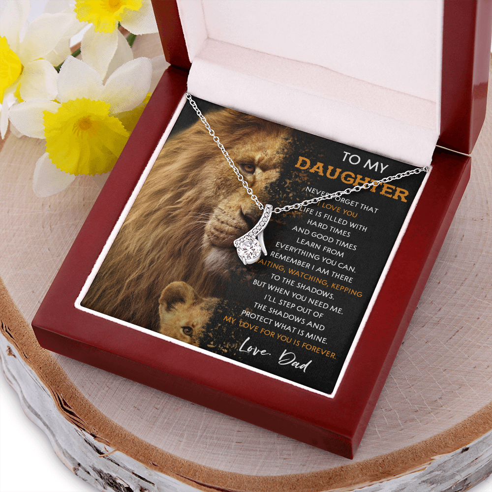 N377B To My Daughter Necklace, Gift For Daughter From Dad, Daughter And Father Lion