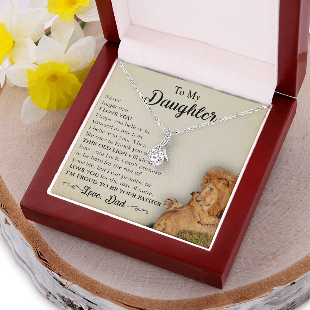 17A Necklace To My Lion Daughter, Necklace Gift for Daughter/Her, Gift From Lion Dad