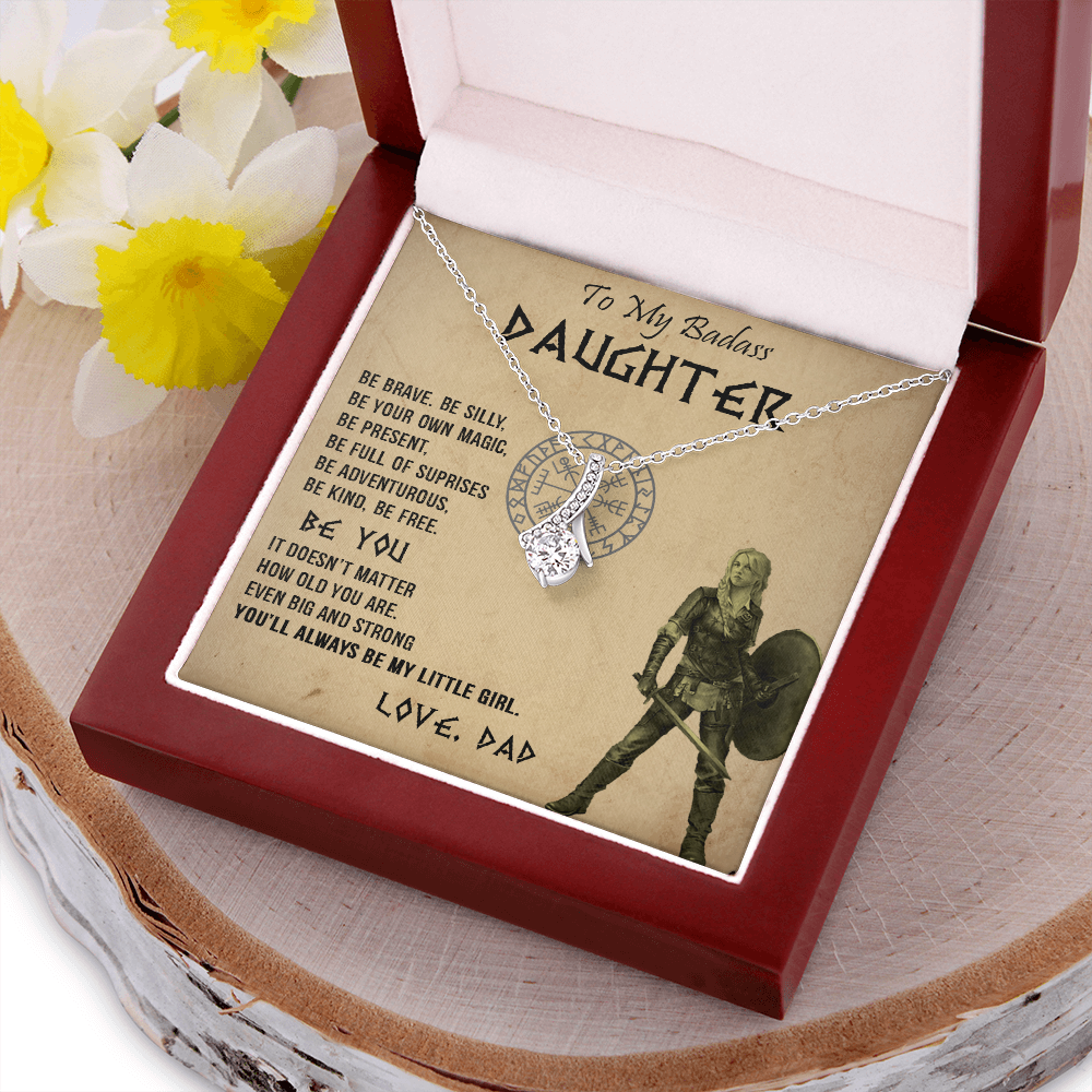 20B Viking Necklace Gift for Badass Daughter, Necklace Gift for Her From Viking Dad