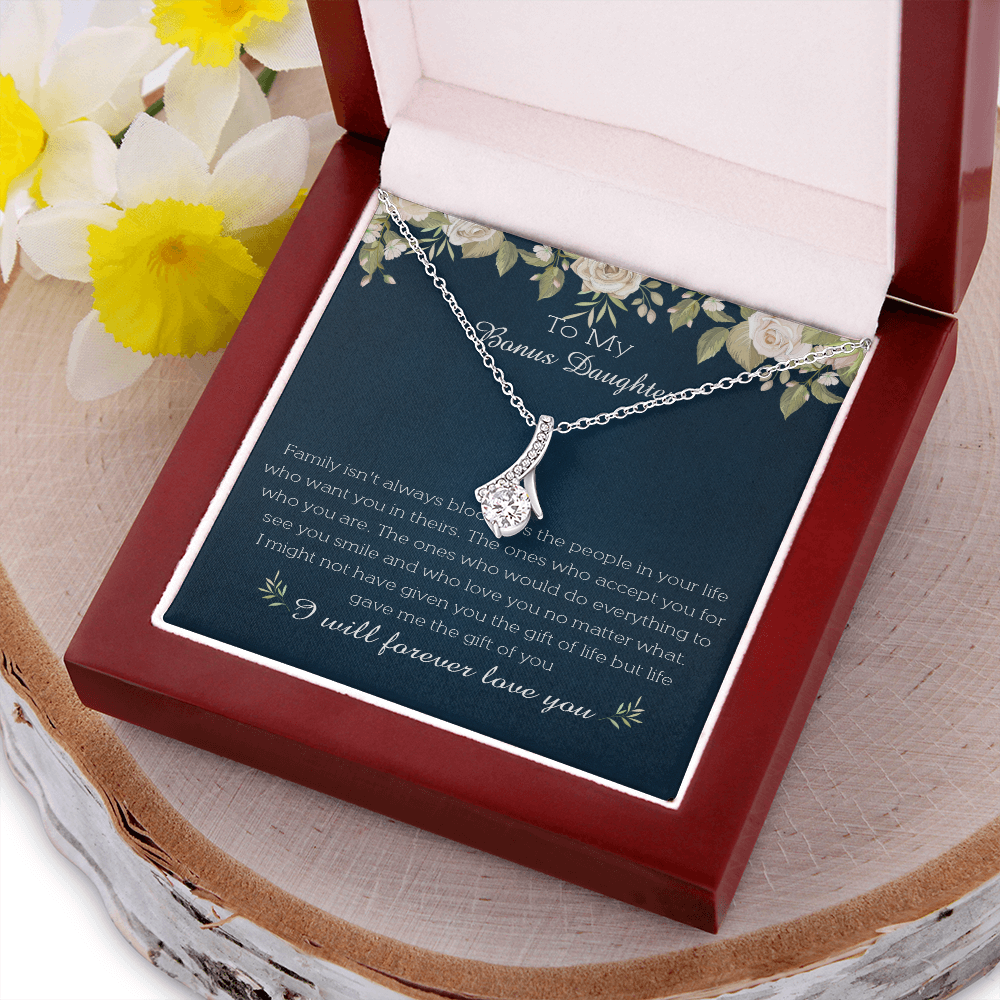 23B To My Bonus Daughter Necklace, I Will Forever Love You, Gift Birthday, Holiday