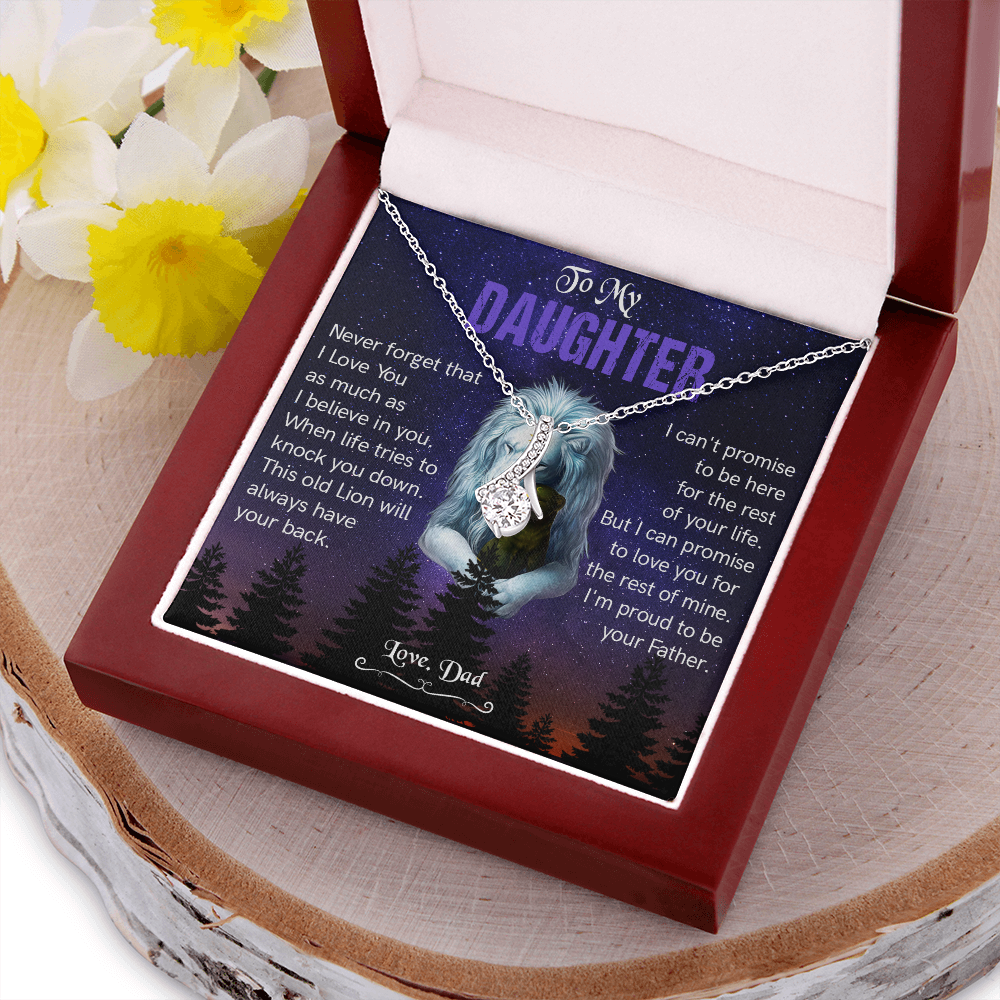 N371B To My Daughter Necklace, Gift For Daughter From Dad, Daughter Father Lion Gift