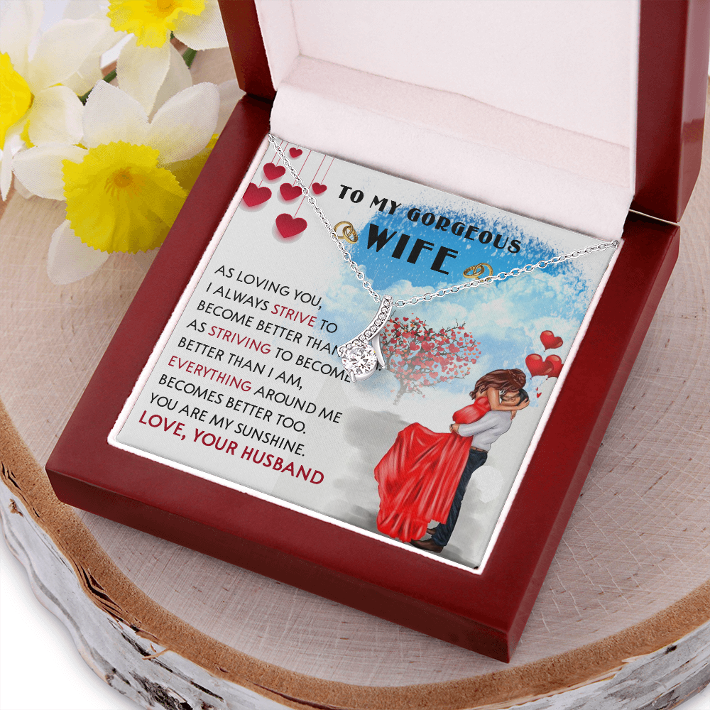 252B Necklace To My Gorgeous Wife, Love Gift for Her From Husband, Couple Necklace