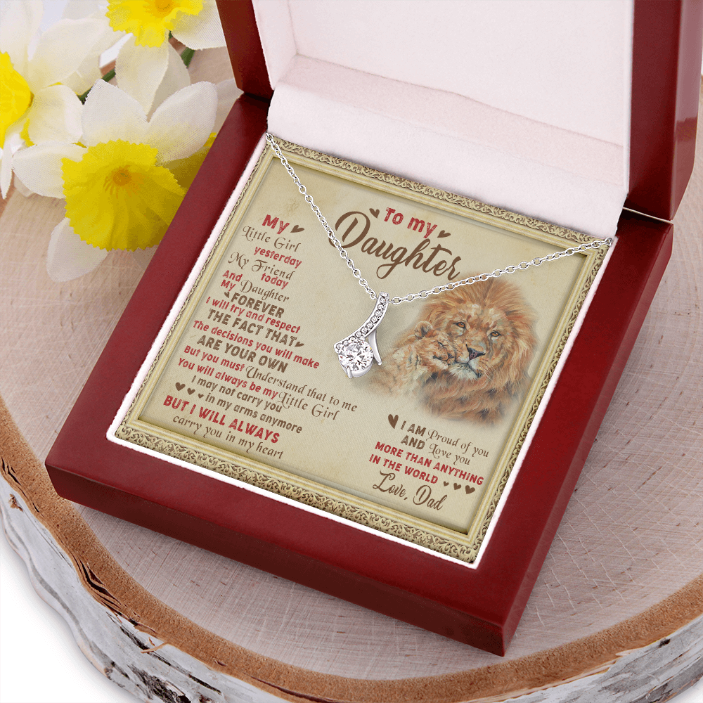 143B Necklace To My Daughter Lion, I Love Daughter Lion Dad Gift, Perfect Birth Gift