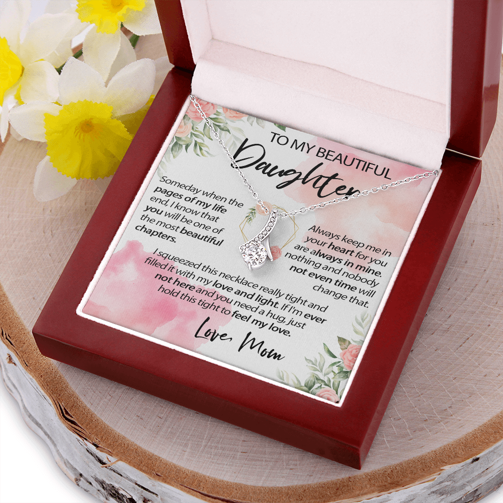 34B To My Beautiful Daughter A Wonderful Daughter Love Knot Necklace, Gift From Mom
