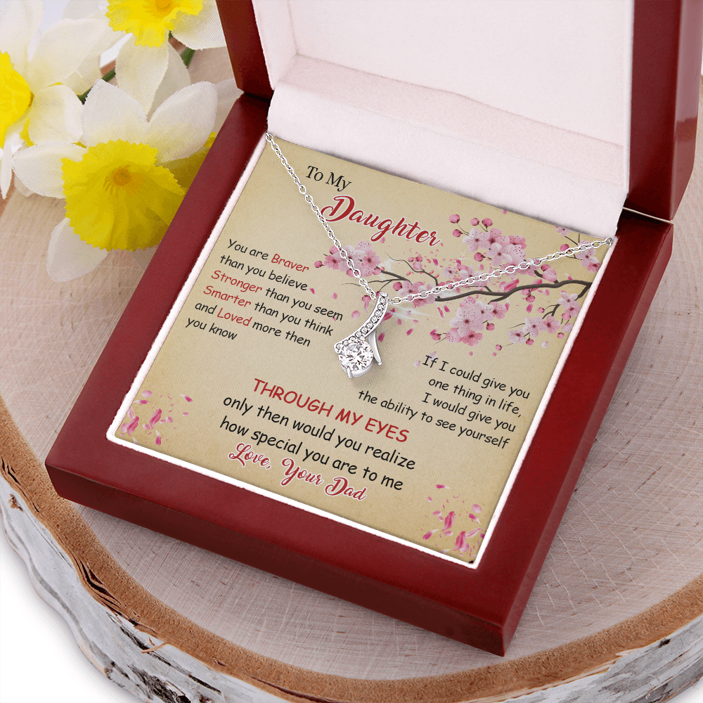 N366B To My Daughter Forever Love Heart Necklace, Birthday gift for Daughter from Dad