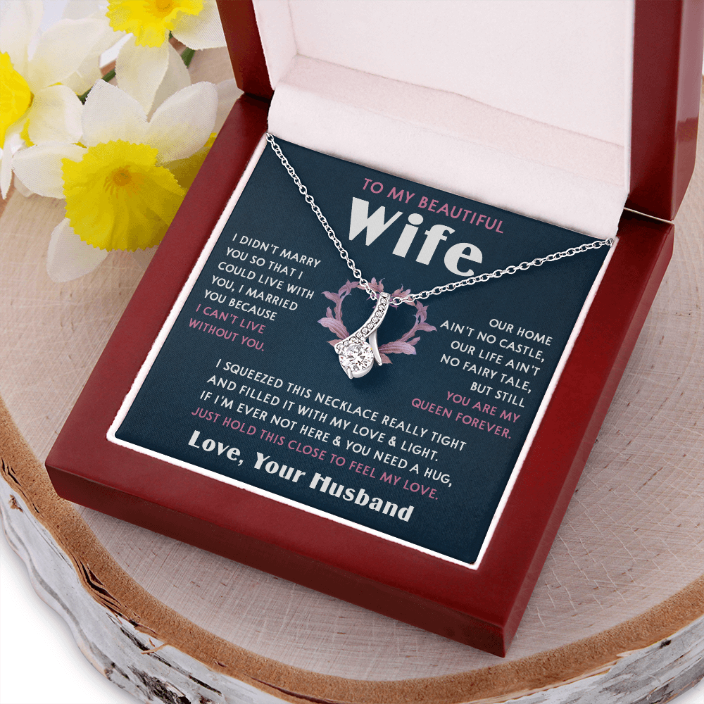 423B To My Beautiful Wife Necklace, Wife Necklace Gift from Husband, Mothers Day Gift