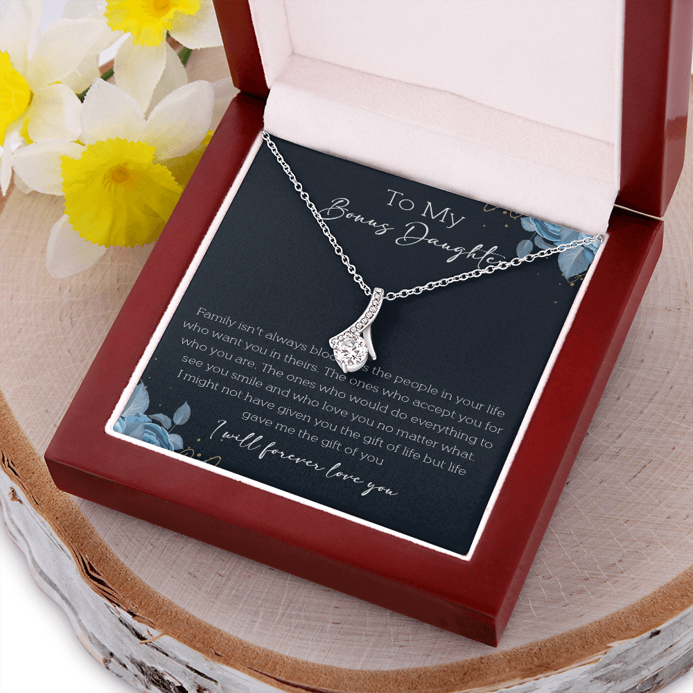 21B Cute Necklace To My Bonus Daughter, Necklace Gift for Her, Daughter From Mom Dad