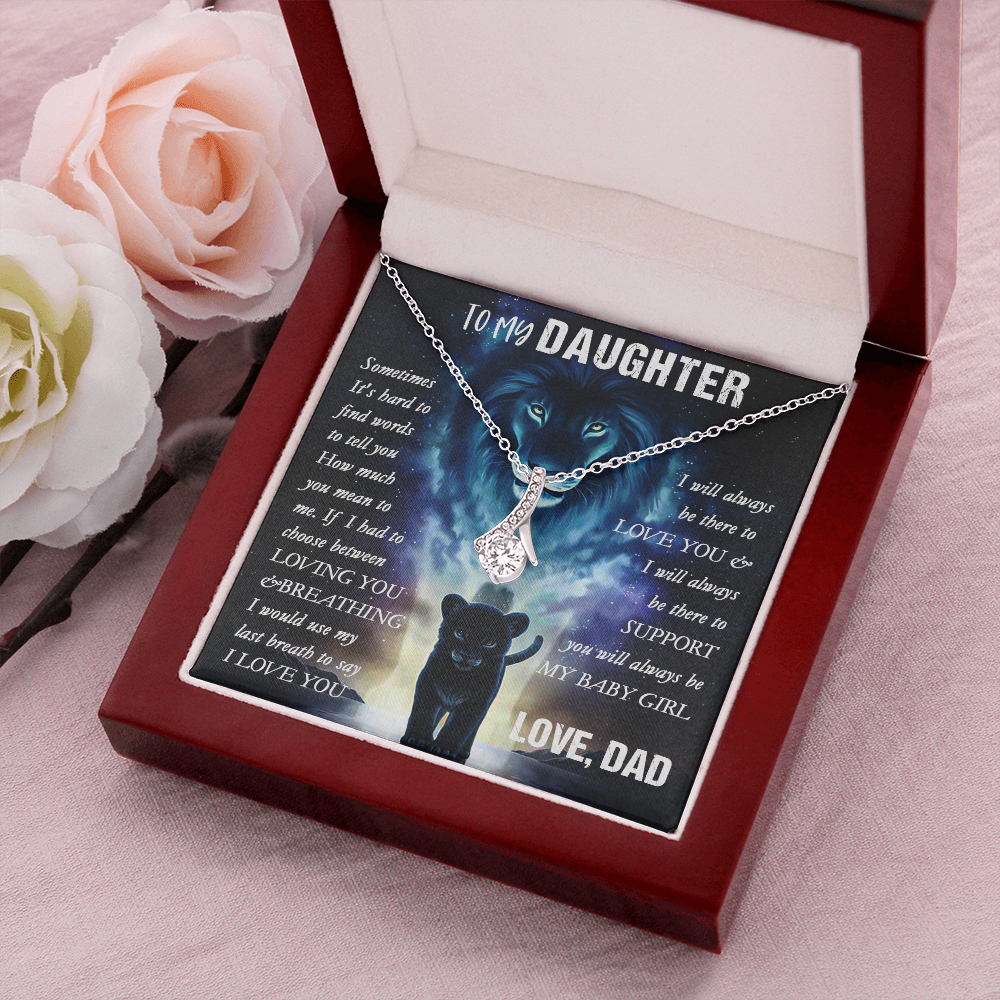 14B To my Lion Daughter Necklace, Lion Dad Gift for Daughter, My Baby Girl Necklace