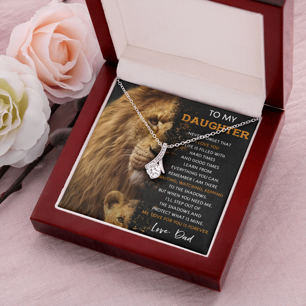 N377B To My Daughter Necklace, Gift For Daughter From Dad, Daughter And Father Lion