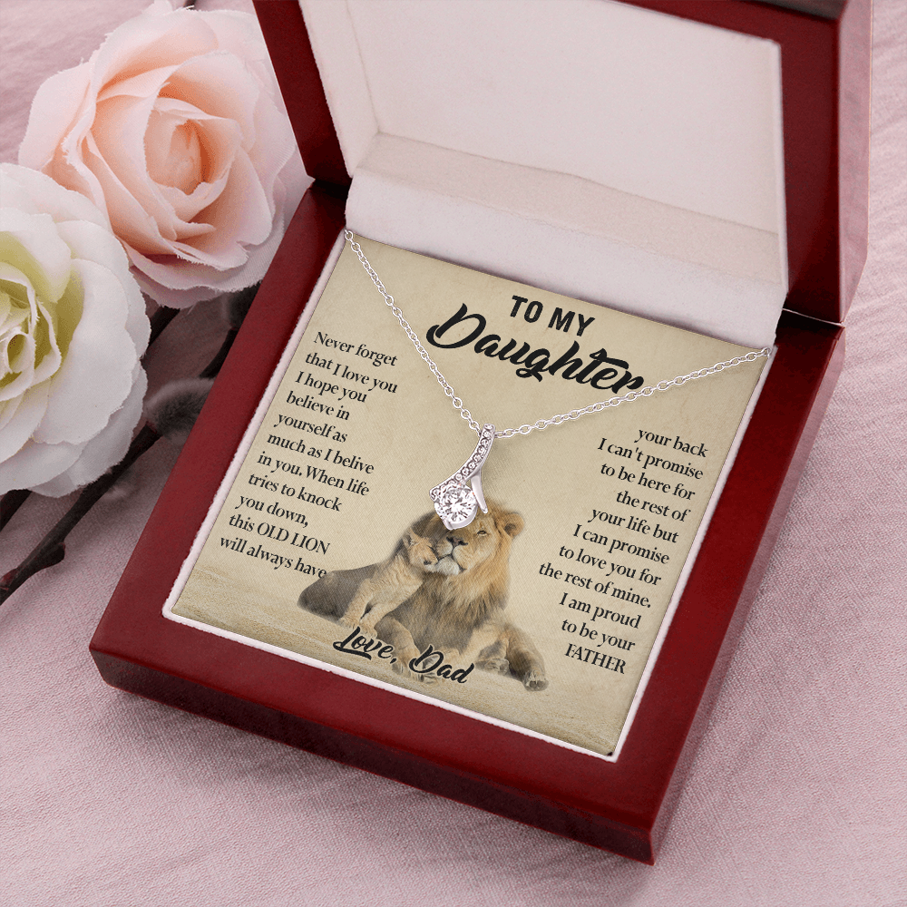 124B Necklace To My Daughter, Lion Daughter Birthday Gift from Lion Dad Necklace