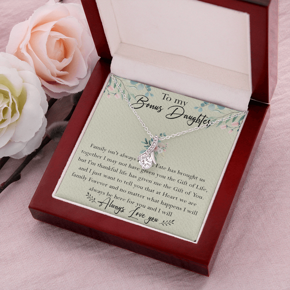 39B To My Bonus Daughter Necklace Family Isn't Always Blood Gift for Bonus Daughter