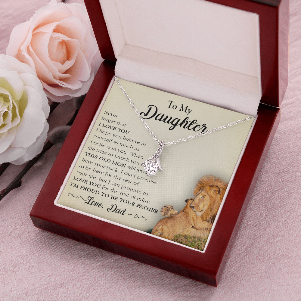 17A Necklace To My Lion Daughter, Necklace Gift for Daughter/Her, Gift From Lion Dad