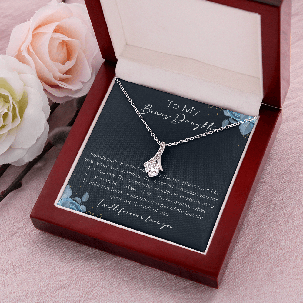21B Cute Necklace To My Bonus Daughter, Necklace Gift for Her, Daughter From Mom Dad
