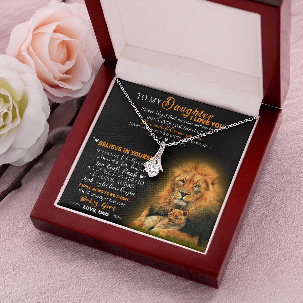 8B To My Daughter Necklace, Gift for Her/Women, Love You Daughter Lion Dad Necklace