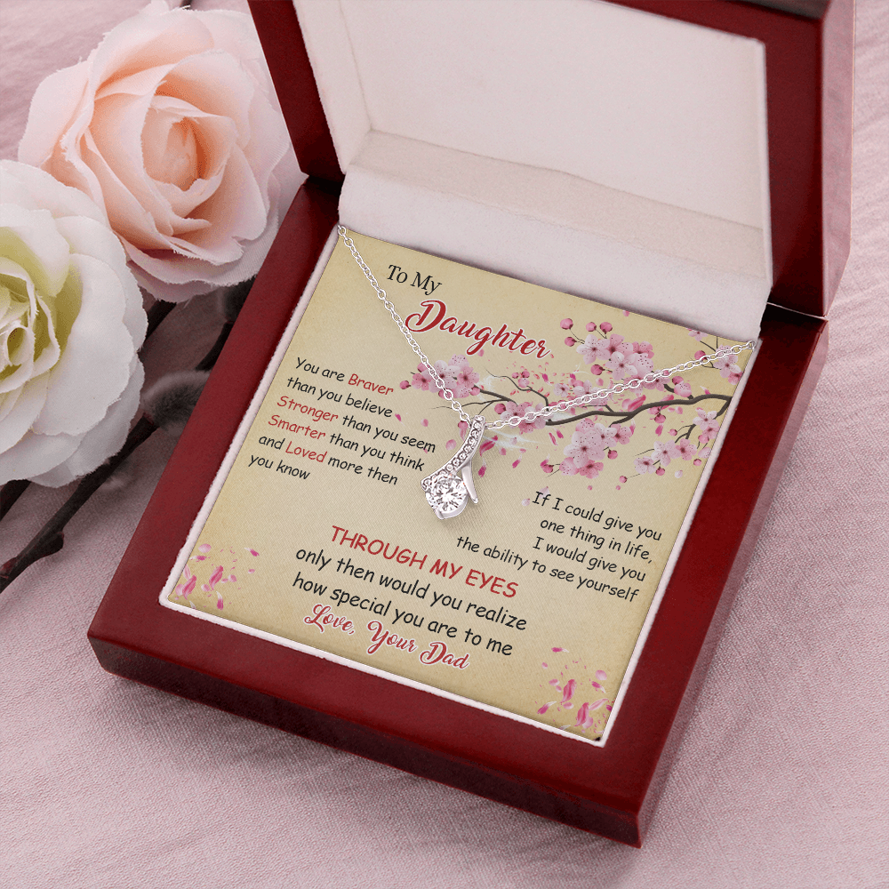 N366B To My Daughter Forever Love Heart Necklace, Birthday gift for Daughter from Dad