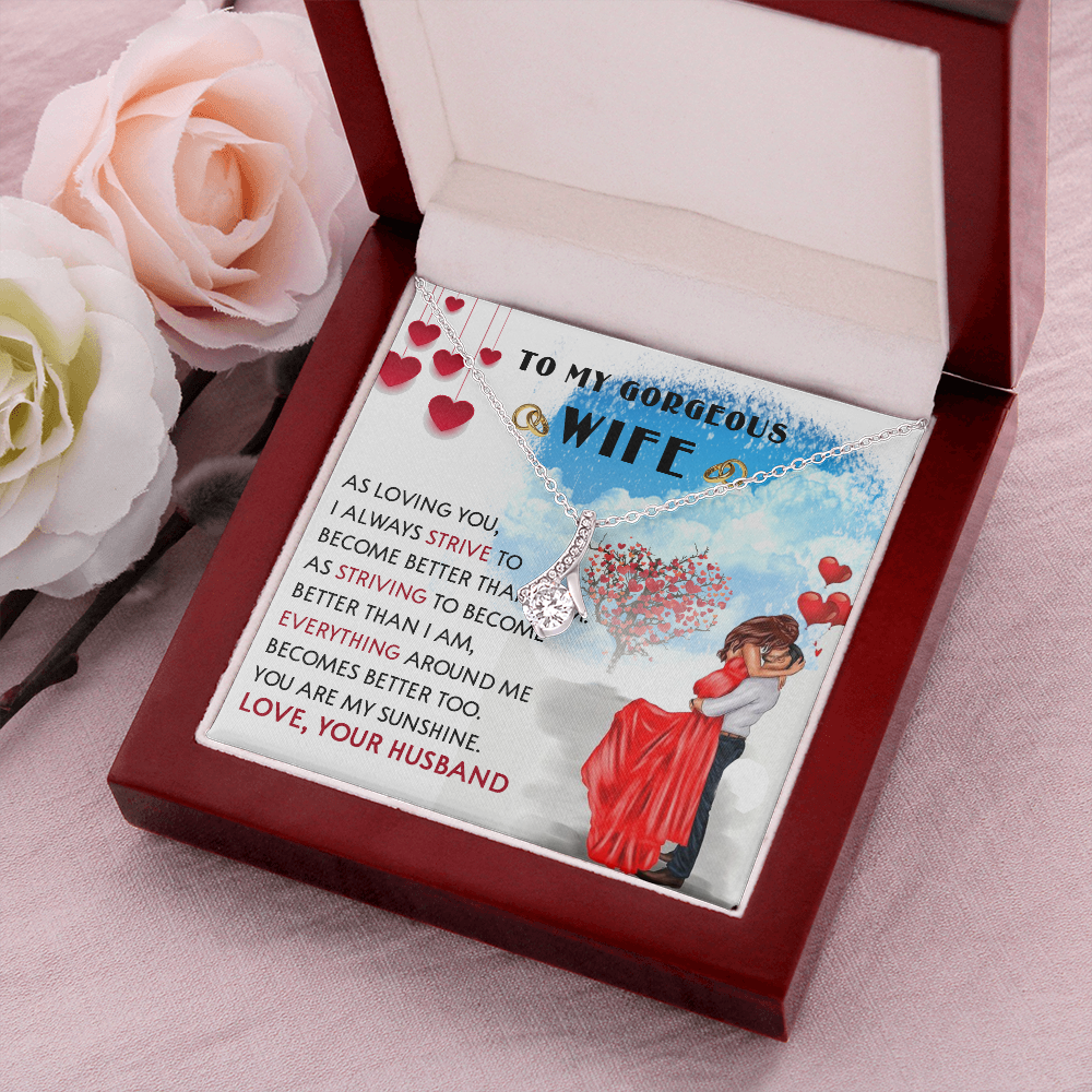 252B Necklace To My Gorgeous Wife, Love Gift for Her From Husband, Couple Necklace