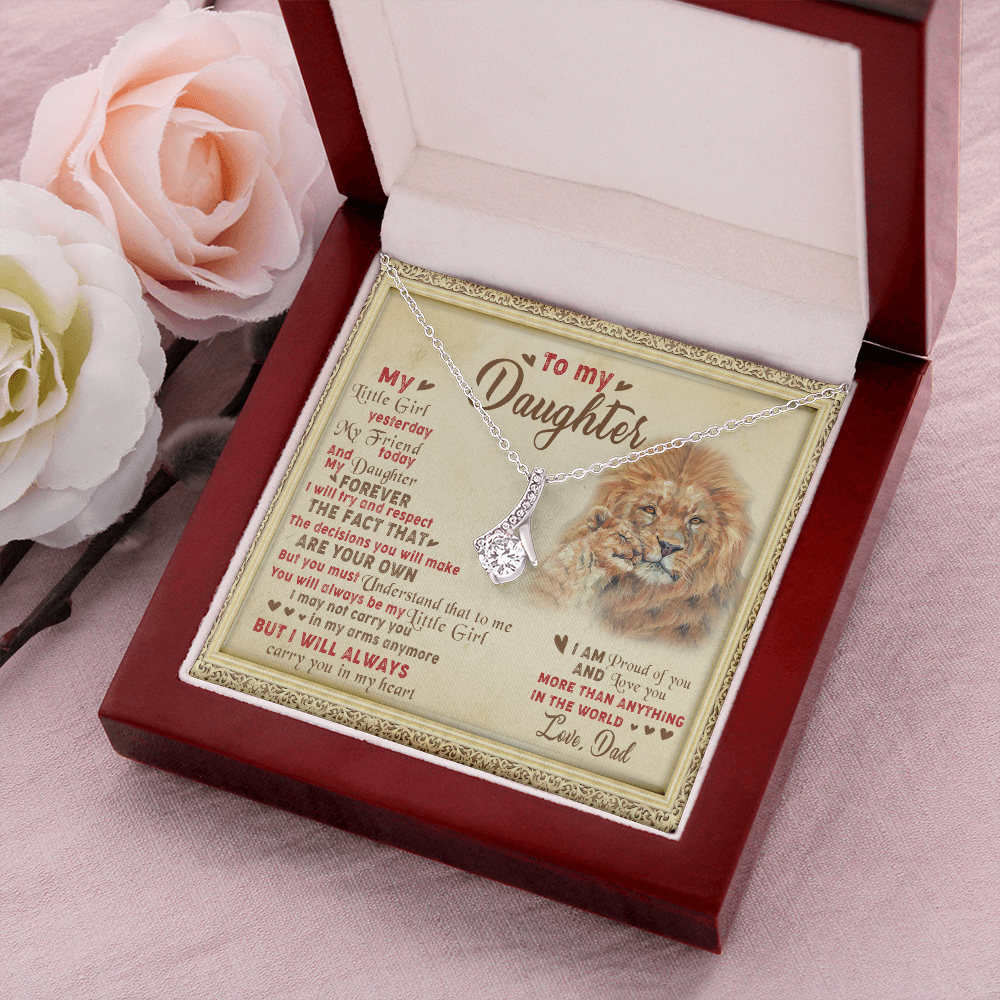 143B Necklace To My Daughter Lion, I Love Daughter Lion Dad Gift, Perfect Birth Gift