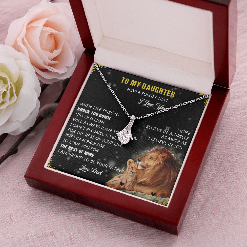 N354B To My Daughter Necklace, Gift For Daughter From Dad, Daughter Father Lion