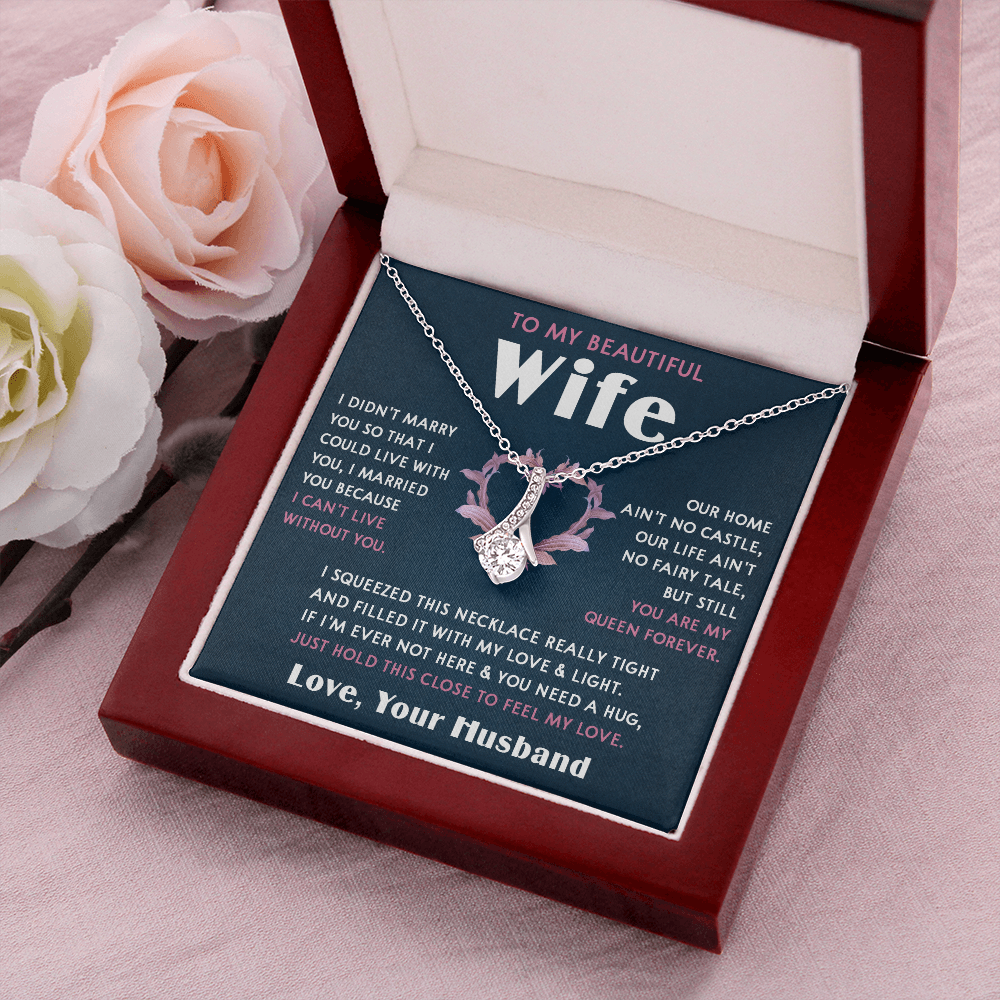 423B To My Beautiful Wife Necklace, Wife Necklace Gift from Husband, Mothers Day Gift