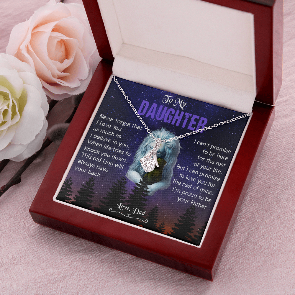 N371B To My Daughter Necklace, Gift For Daughter From Dad, Daughter Father Lion Gift