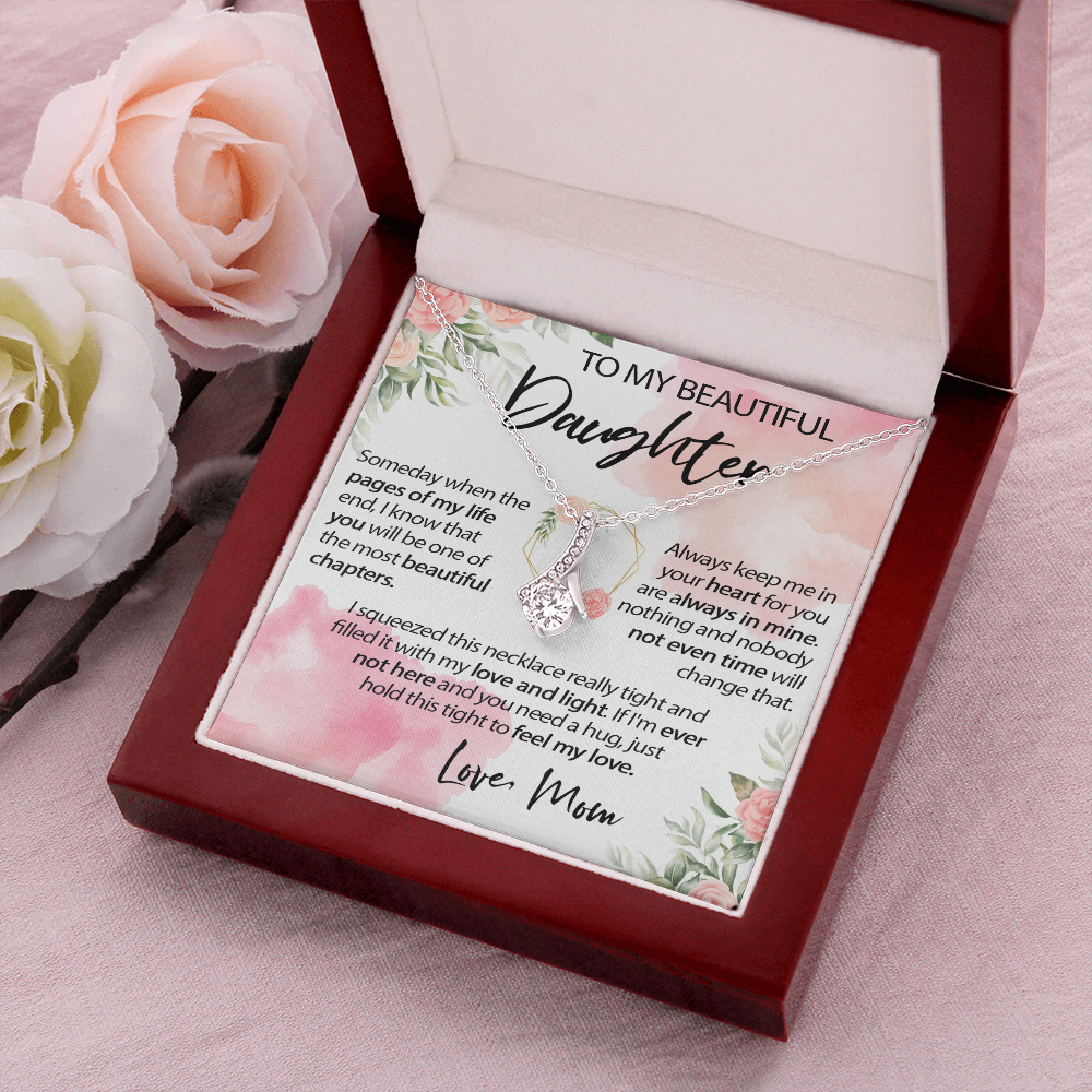 34B To My Beautiful Daughter A Wonderful Daughter Love Knot Necklace, Gift From Mom
