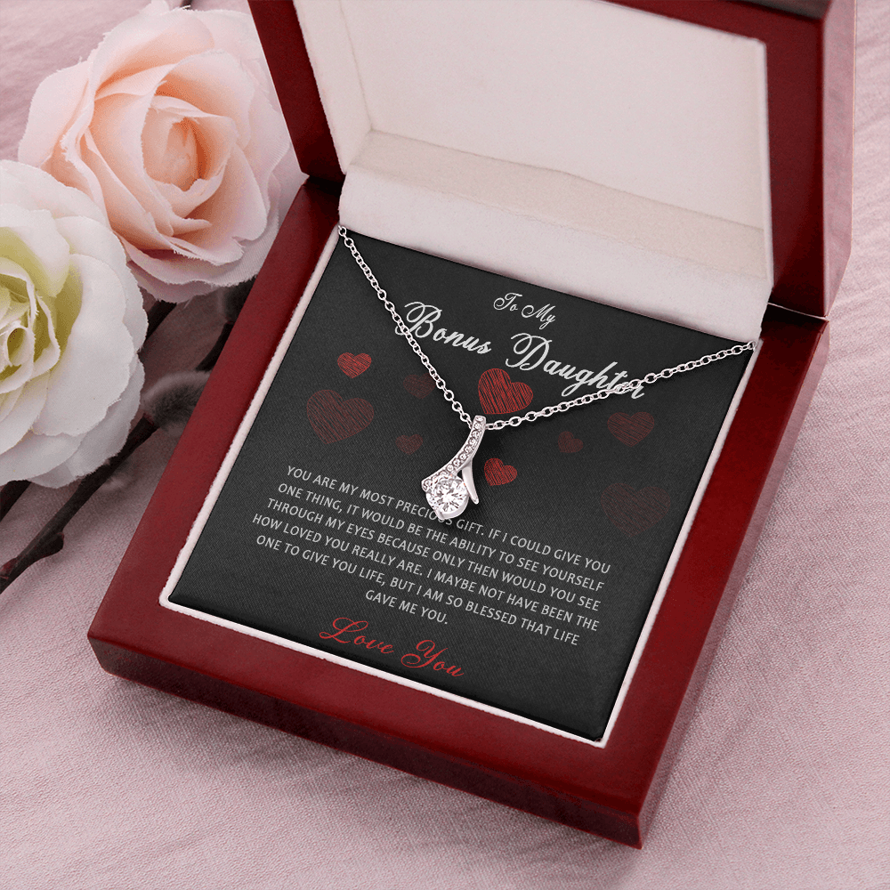 N361B To My Bonus Daughter Necklace, Step Daughter Gift From Stepdad, Stepmom