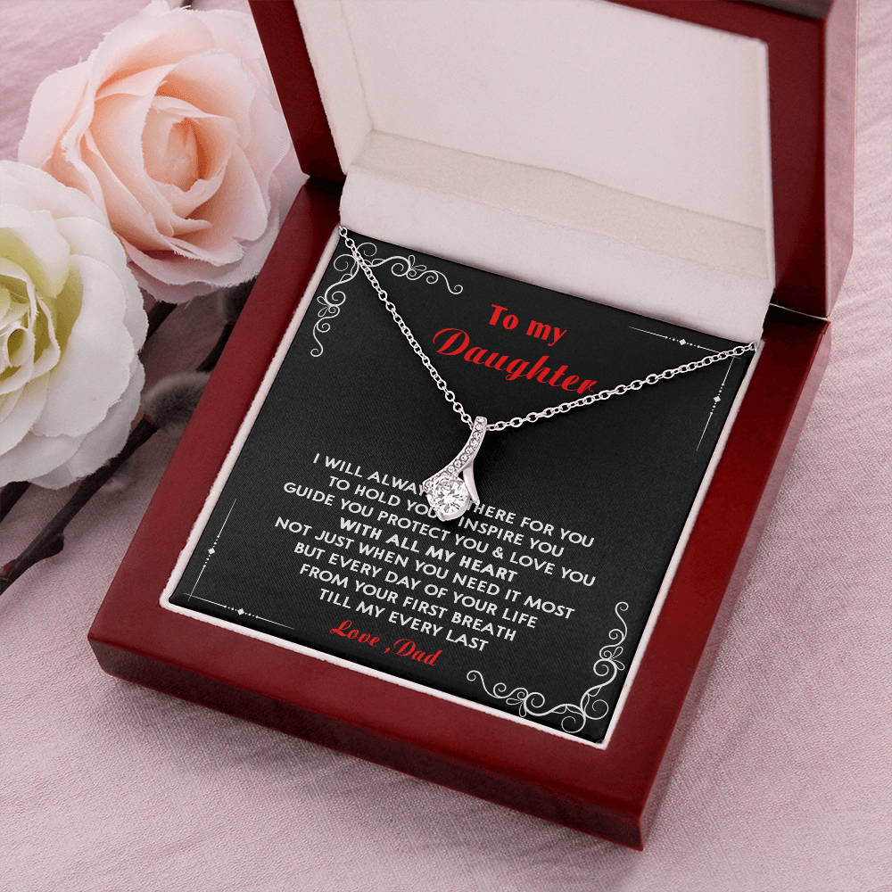N351B To My Daughter Love Dad - Father and Daughter Necklace Heart Gift from Daddy