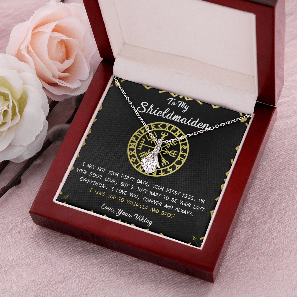 N373B To My Shieldmaiden Necklace, Lagertha Shield Necklace, Gift For Viking Wife