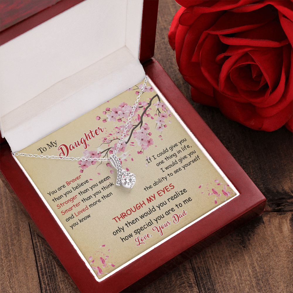 N366B To My Daughter Forever Love Heart Necklace, Birthday gift for Daughter from Dad