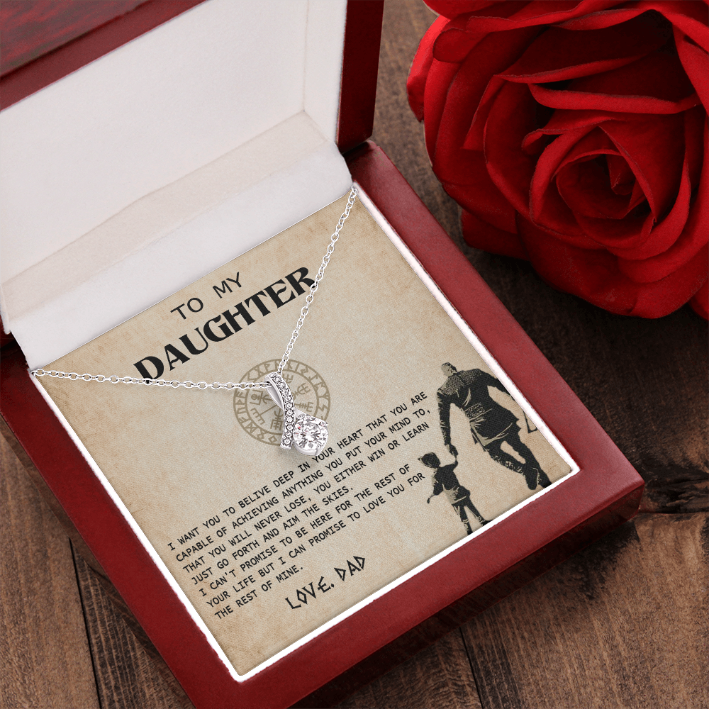 N370B To My Daughter From Viking Dad - Gift For Viking Daughter Love Knot Necklace