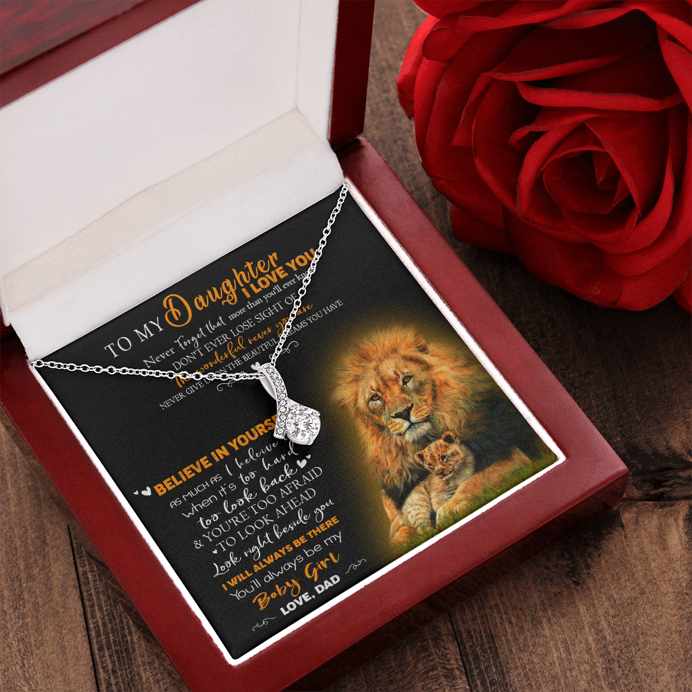 8B To My Daughter Necklace, Gift for Her/Women, Love You Daughter Lion Dad Necklace