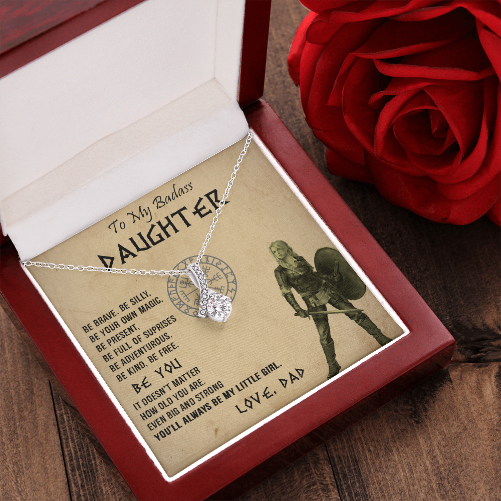 20B Viking Necklace Gift for Badass Daughter, Necklace Gift for Her From Viking Dad