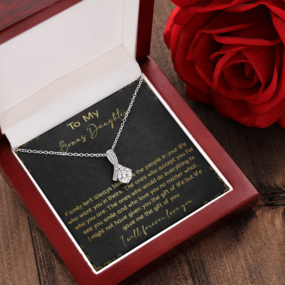 32B To My Bonus Daughter Necklace, I Will Forever Love You, Gift Birthday, Holiday