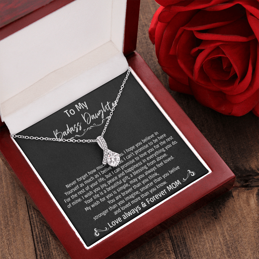 36B To My Badass Daughter Necklace, Love Always & Forever Mom, Gift From Mom