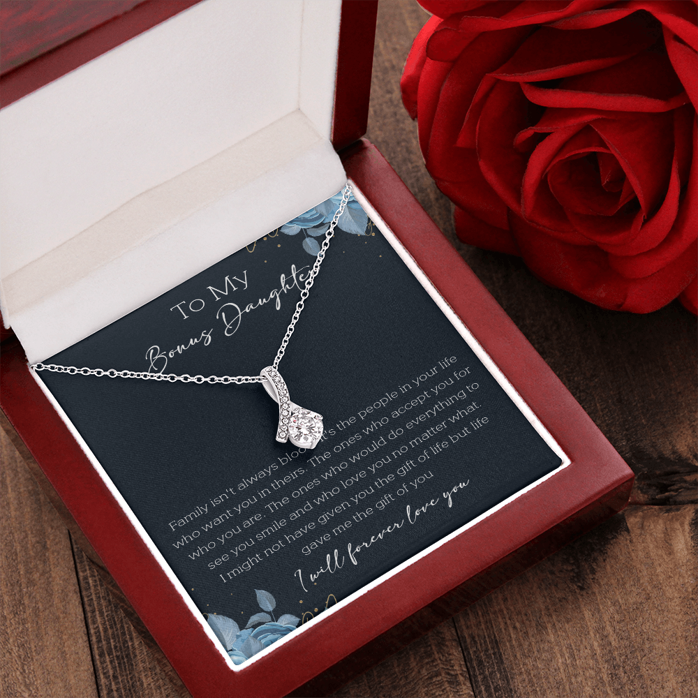 21B Cute Necklace To My Bonus Daughter, Necklace Gift for Her, Daughter From Mom Dad