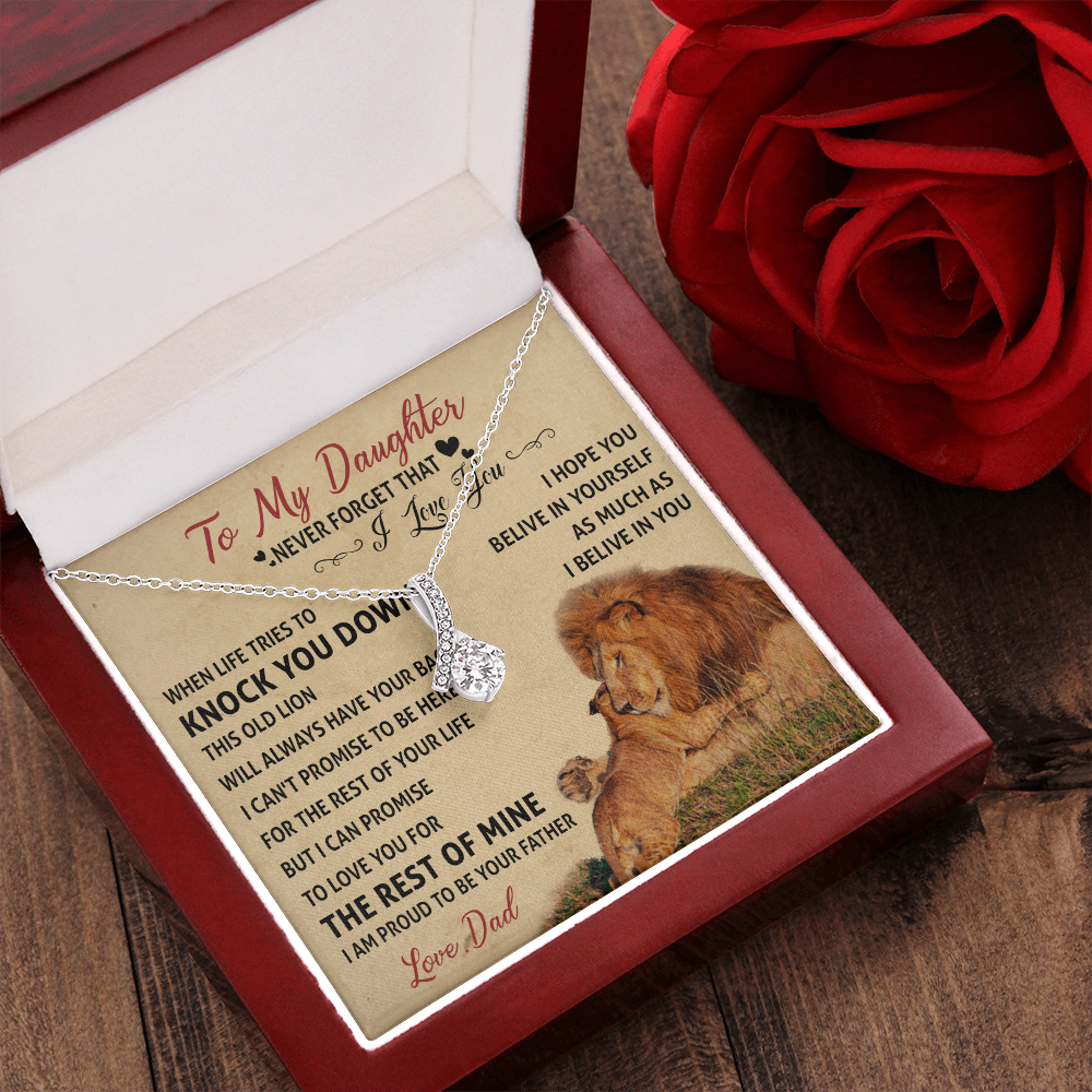 3B Necklace To My Daughter Cute Birthday Gift from Dad I LOVE YOU Lion Dad Fathers