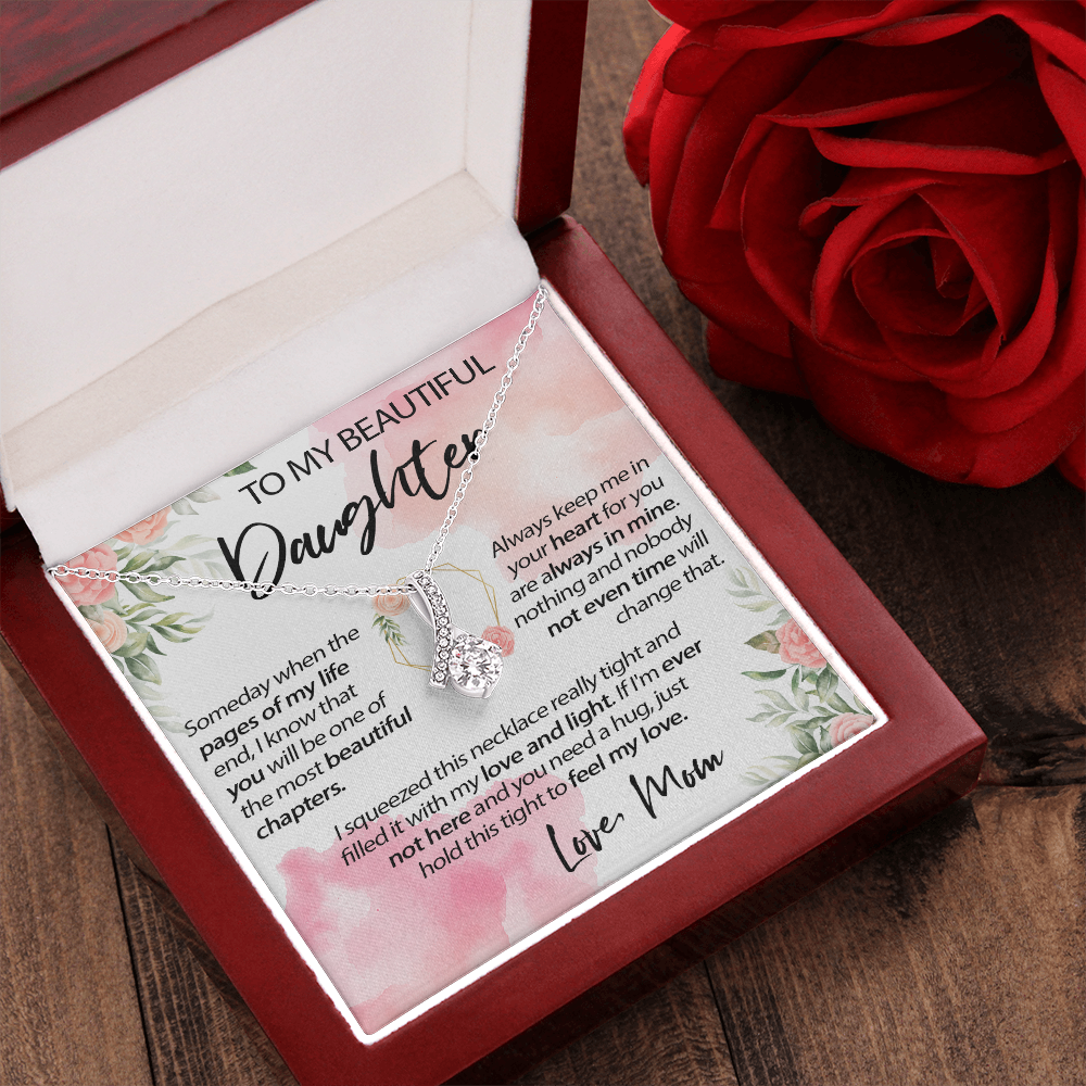34B To My Beautiful Daughter A Wonderful Daughter Love Knot Necklace, Gift From Mom