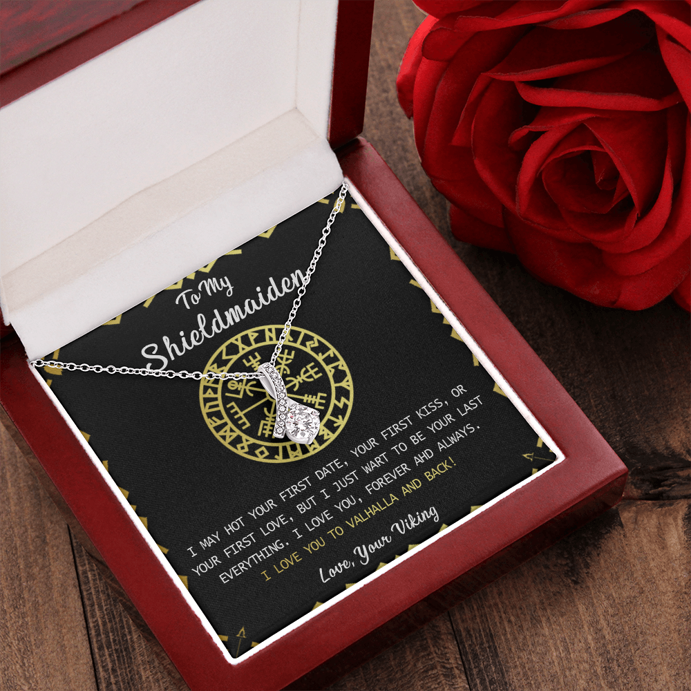 N373B To My Shieldmaiden Necklace, Lagertha Shield Necklace, Gift For Viking Wife