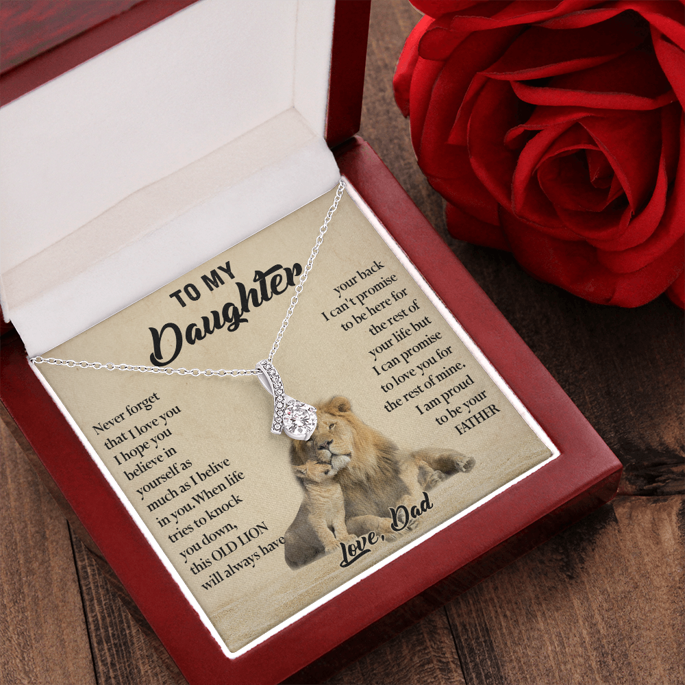 124B Necklace To My Daughter, Lion Daughter Birthday Gift from Lion Dad Necklace