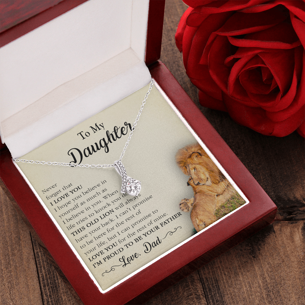17A Necklace To My Lion Daughter, Necklace Gift for Daughter/Her, Gift From Lion Dad