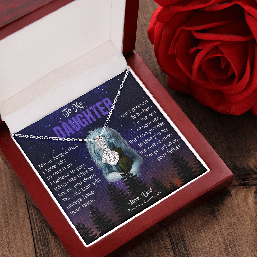 N371B To My Daughter Necklace, Gift For Daughter From Dad, Daughter Father Lion Gift