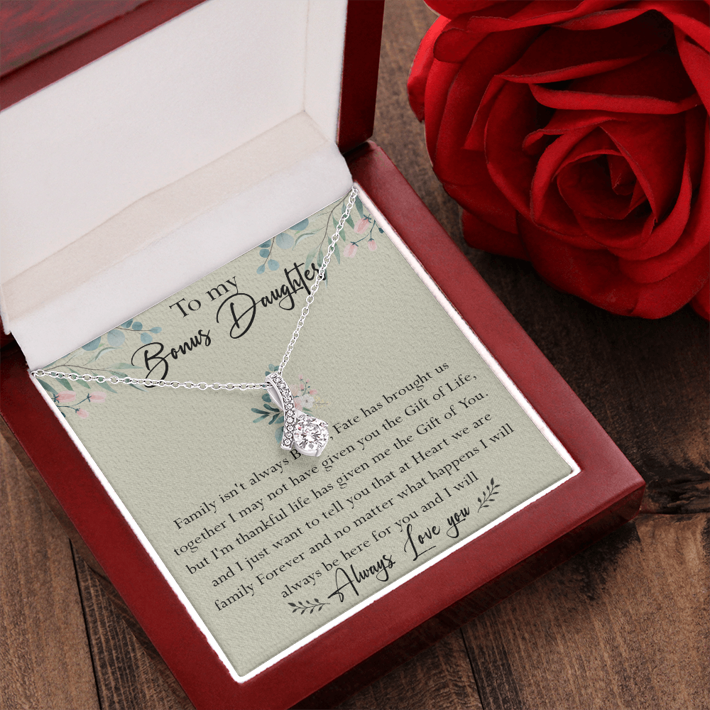 39B To My Bonus Daughter Necklace Family Isn't Always Blood Gift for Bonus Daughter