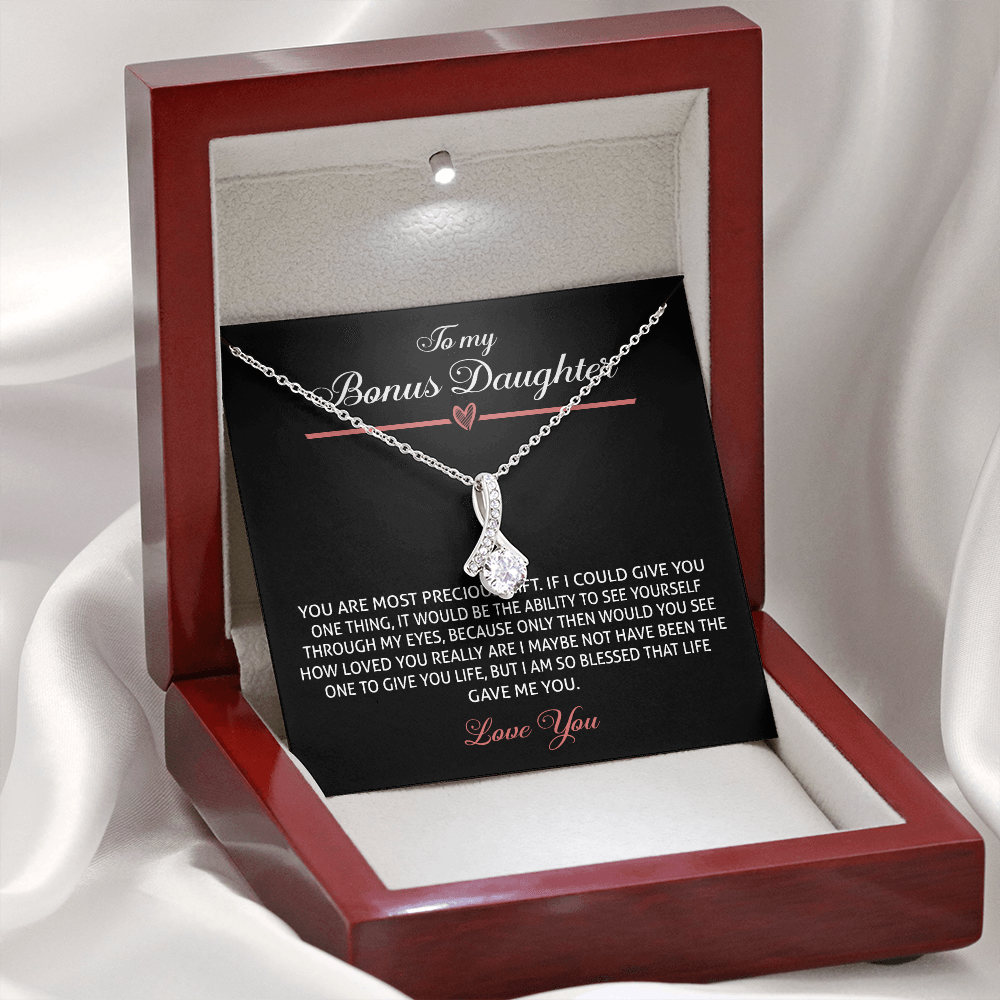 To My Bonus Daughter 464 Necklace, Step Daughter Gift From Stepdad, Stepmom